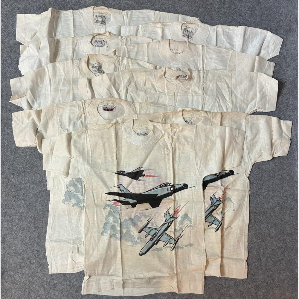 Lot 9x Vintage 1950s Flying A Gasoline USAF Jet Kids T-Shirts NOS Gas Oil Promo